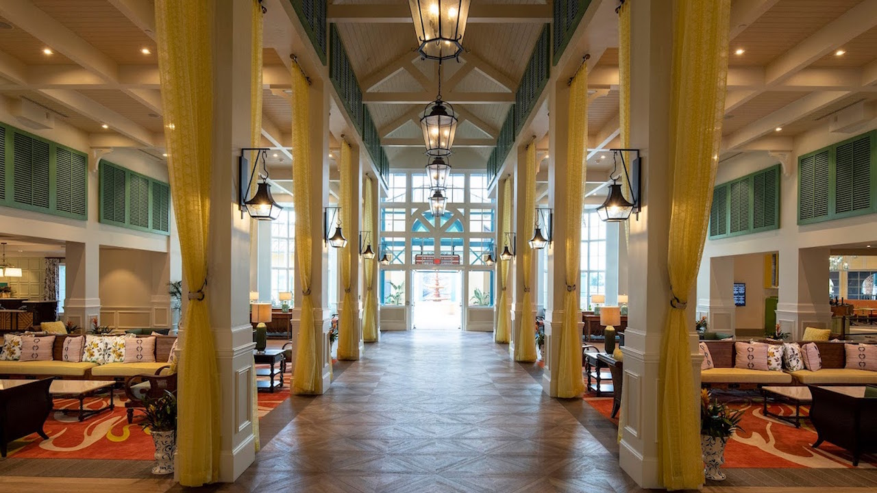 The Old Port Royale complex has been reimagined as a new port of entry for Disney’s Caribbean Beach Resort. It’s a centralized and convenient location for services, amenities and three new dining options. Guests arrive at Old Port Royale via an all-new porte-cochere, where they are welcomed into a colorfully reappointed lobby under an open-trussed roof and a colonnade with floor-to-ceiling drapes. Friendly cast members are waiting in this open and communal environment to help guests check in to their rooms, answer questions, offer advice to help them better enjoy their stays and more.