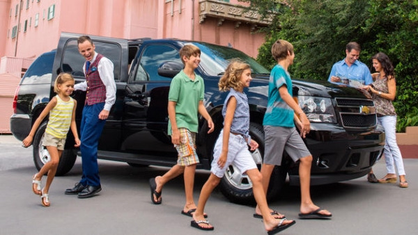 Family arriving at Disney World with VIP tour