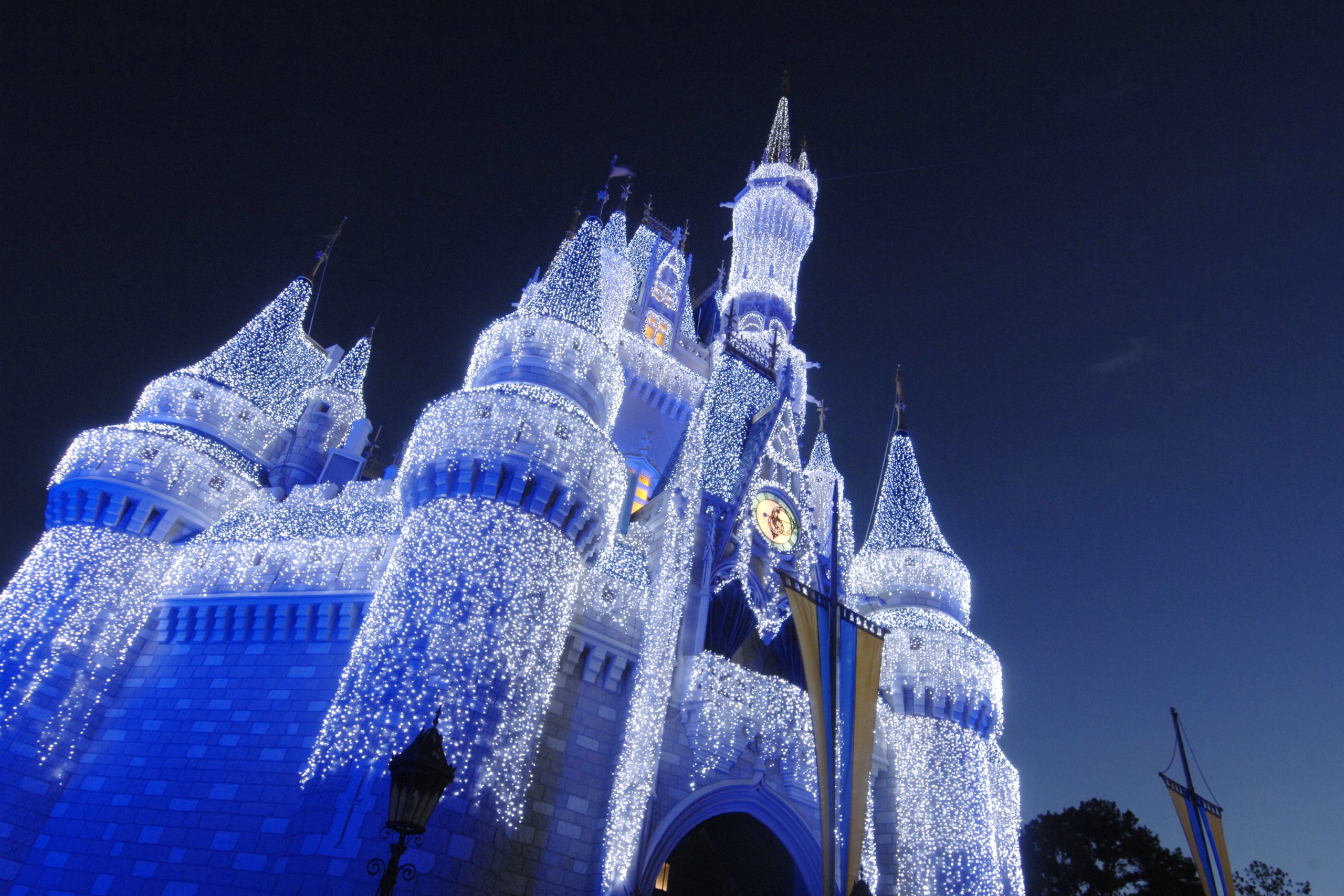 Cinderella's Castle with Icicle Lights