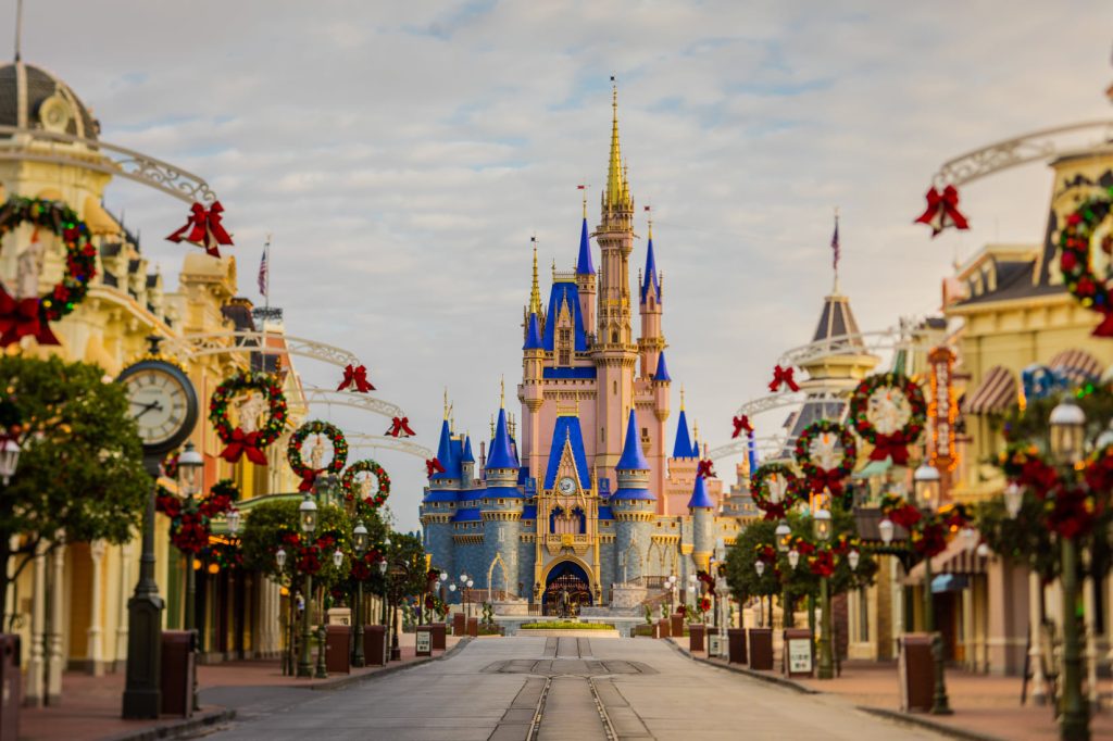 Cinderella's Castle at Christmas Time